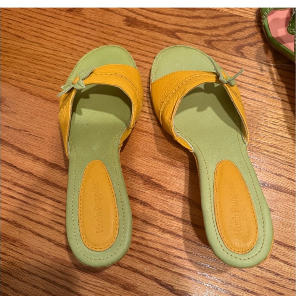Hush puppies Two-Tone Yellow and Green Sandals dress up your look and style 7